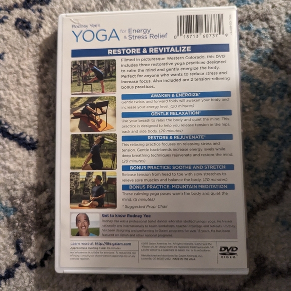 2 for $10 DVDs!! DVD- Rodney Yee's Yoga for Energy and Stress Relief - Picture 3 of 3